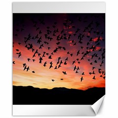 Sunset Dusk Silhouette Sky Birds Canvas 16  X 20   by Celenk