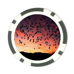 Sunset Dusk Silhouette Sky Birds Poker Chip Card Guard (10 Pack) by Celenk