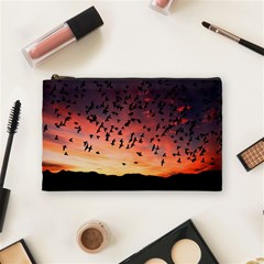 Sunset Dusk Silhouette Sky Birds Cosmetic Bag (medium)  by Celenk