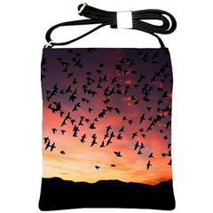 Sunset Dusk Silhouette Sky Birds Shoulder Sling Bags by Celenk