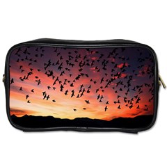 Sunset Dusk Silhouette Sky Birds Toiletries Bags 2-side by Celenk