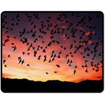 Sunset Dusk Silhouette Sky Birds Fleece Blanket (Medium)  60 x50  Blanket Front