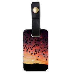 Sunset Dusk Silhouette Sky Birds Luggage Tags (one Side)  by Celenk