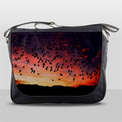 Sunset Dusk Silhouette Sky Birds Messenger Bags by Celenk