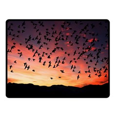 Sunset Dusk Silhouette Sky Birds Double Sided Fleece Blanket (small)  by Celenk