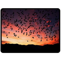 Sunset Dusk Silhouette Sky Birds Double Sided Fleece Blanket (large)  by Celenk