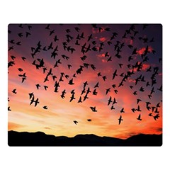 Sunset Dusk Silhouette Sky Birds Double Sided Flano Blanket (large)  by Celenk