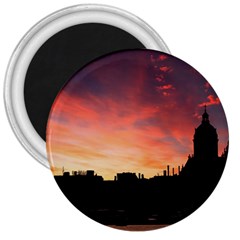 Sunset Silhouette Sun Sky Evening 3  Magnets by Celenk