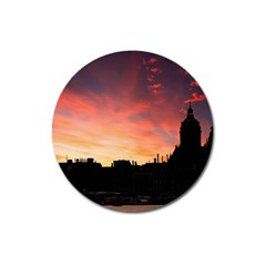 Sunset Silhouette Sun Sky Evening Magnet 3  (round) by Celenk