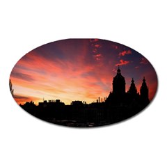 Sunset Silhouette Sun Sky Evening Oval Magnet by Celenk