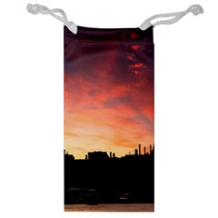 Sunset Silhouette Sun Sky Evening Jewelry Bag by Celenk