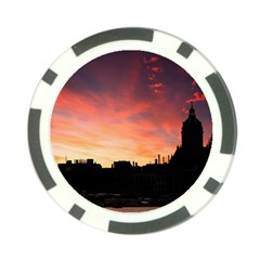 Sunset Silhouette Sun Sky Evening Poker Chip Card Guard by Celenk