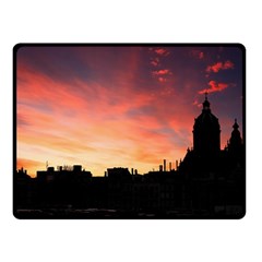 Sunset Silhouette Sun Sky Evening Fleece Blanket (small) by Celenk