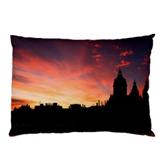 Sunset Silhouette Sun Sky Evening Pillow Case (two Sides) by Celenk