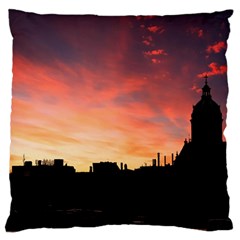 Sunset Silhouette Sun Sky Evening Large Cushion Case (one Side) by Celenk