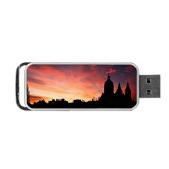 Sunset Silhouette Sun Sky Evening Portable Usb Flash (one Side) by Celenk