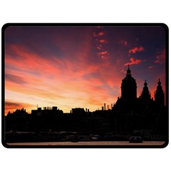 Sunset Silhouette Sun Sky Evening Double Sided Fleece Blanket (large)  by Celenk