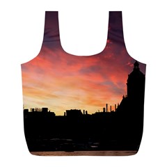 Sunset Silhouette Sun Sky Evening Full Print Recycle Bags (l)  by Celenk