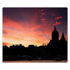 Sunset Silhouette Sun Sky Evening Double Sided Flano Blanket (small)  by Celenk