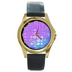 Sphere 3d Futuristic Geometric Round Gold Metal Watch by Celenk