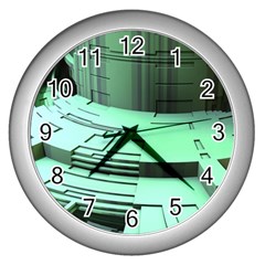 Futuristic Urban Architecture Wall Clocks (silver)  by Celenk