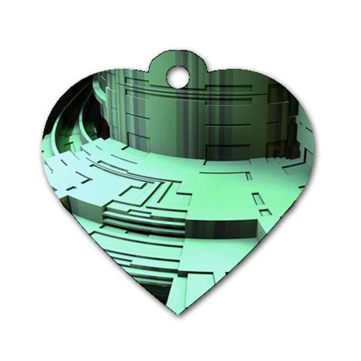 Futuristic Urban Architecture Dog Tag Heart (Two Sides)