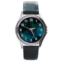 Green Space All Universe Cosmos Galaxy Round Metal Watch by Celenk