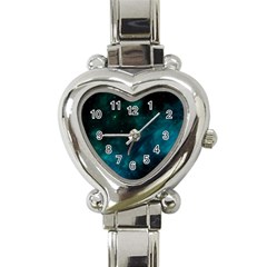 Green Space All Universe Cosmos Galaxy Heart Italian Charm Watch by Celenk