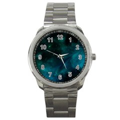 Green Space All Universe Cosmos Galaxy Sport Metal Watch by Celenk