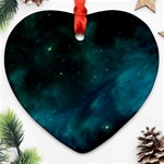 Green Space All Universe Cosmos Galaxy Heart Ornament (Two Sides) Front