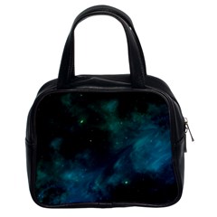 Green Space All Universe Cosmos Galaxy Classic Handbags (2 Sides) by Celenk