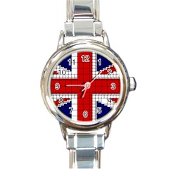 Union Jack Flag Uk Patriotic Round Italian Charm Watch by Celenk