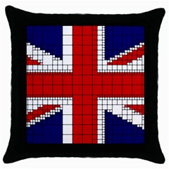 Union Jack Flag Uk Patriotic Throw Pillow Case (black) by Celenk