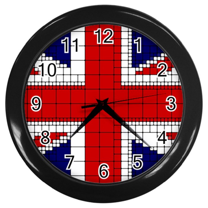 Union Jack Flag Uk Patriotic Wall Clocks (Black)