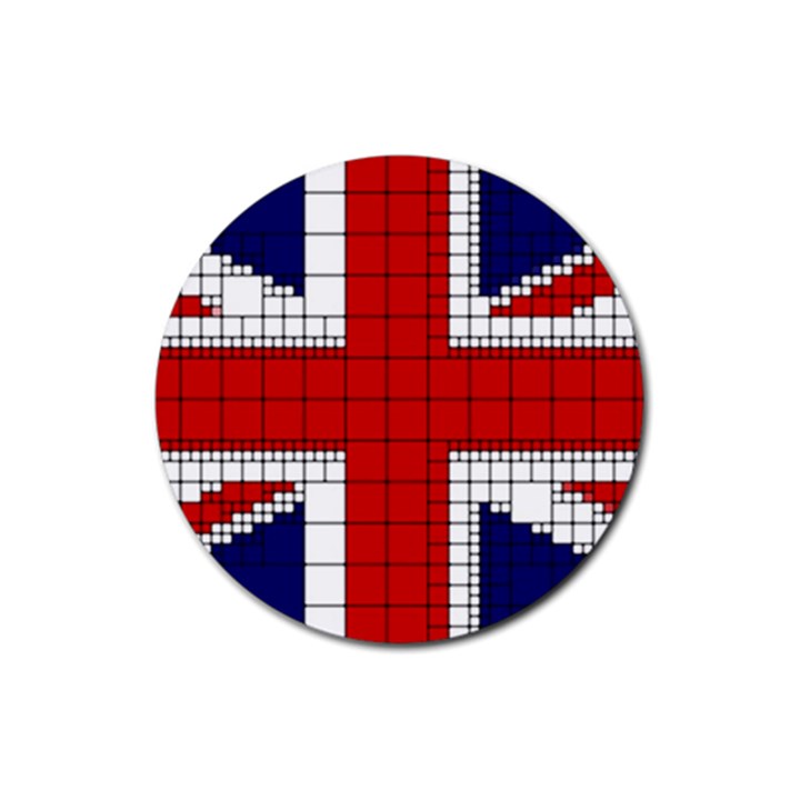 Union Jack Flag Uk Patriotic Rubber Coaster (Round) 