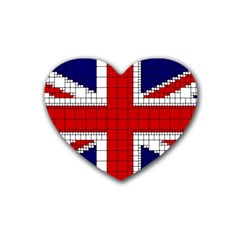 Union Jack Flag Uk Patriotic Rubber Coaster (heart)  by Celenk