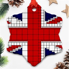 Union Jack Flag Uk Patriotic Snowflake Ornament (two Sides) by Celenk