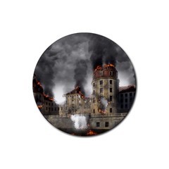 Destruction Apocalypse War Disaster Rubber Coaster (round)  by Celenk