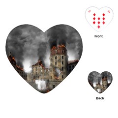 Destruction Apocalypse War Disaster Playing Cards (heart)  by Celenk