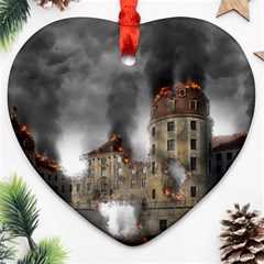 Destruction Apocalypse War Disaster Heart Ornament (two Sides) by Celenk