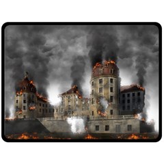 Destruction Apocalypse War Disaster Fleece Blanket (large)  by Celenk