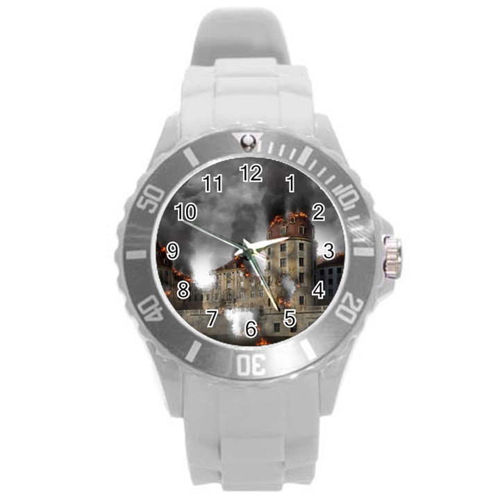 Destruction Apocalypse War Disaster Round Plastic Sport Watch (L)