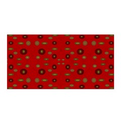 Brown Circle Pattern On Red Satin Wrap by BrightVibesDesign