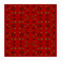 Brown Circle Pattern On Red Medium Glasses Cloth by BrightVibesDesign