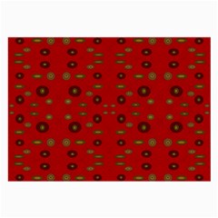 Brown Circle Pattern On Red Large Glasses Cloth (2-side) by BrightVibesDesign