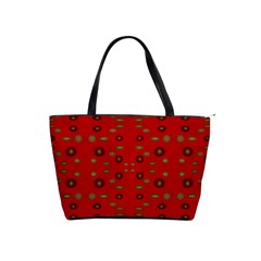 Brown Circle Pattern On Red Shoulder Handbags by BrightVibesDesign