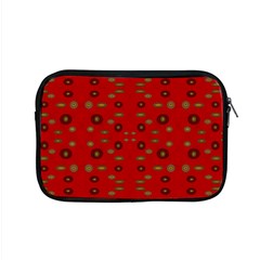 Brown Circle Pattern On Red Apple Macbook Pro 15  Zipper Case by BrightVibesDesign