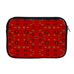 Brown Circle Pattern On Red Apple Macbook Pro 17  Zipper Case by BrightVibesDesign