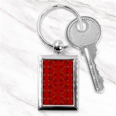 Brown Circle Pattern On Red Key Chains (rectangle)  by BrightVibesDesign