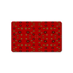 Brown Circle Pattern On Red Magnet (name Card) by BrightVibesDesign